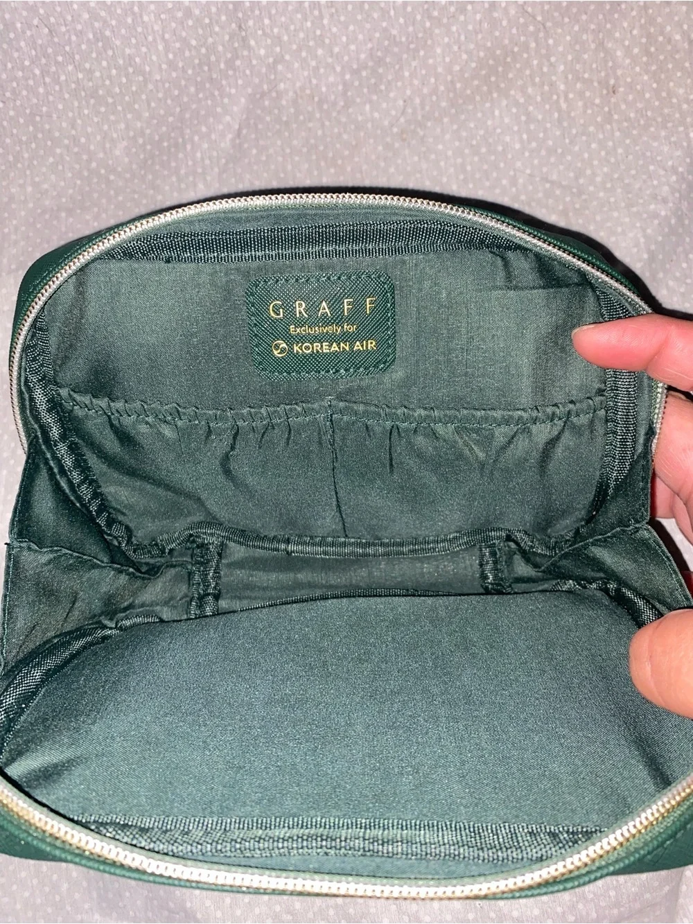 GRAFF Green Leather Cosmetic Pouch
